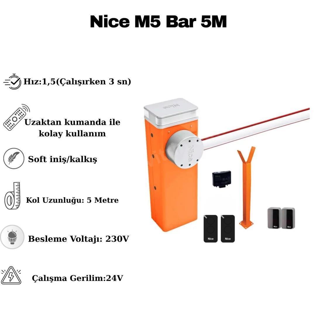 Nice M5 Bar 5 Metre Kollu Endüstriyel Otopark Bariyeri Seti