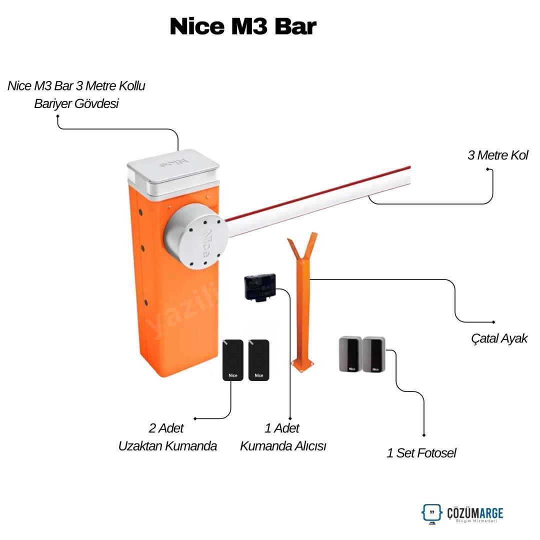 Nice M3 Bar 3 Metre Kollu Endüstriyel Otopark Bariyeri Seti