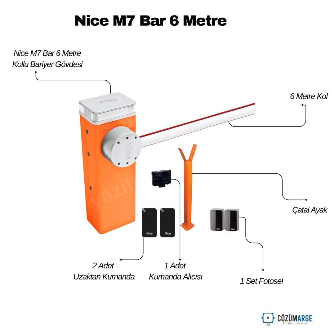 Nice M7 Bar 6 Metre Kollu Endüstriyel Otopark Bariyeri Seti