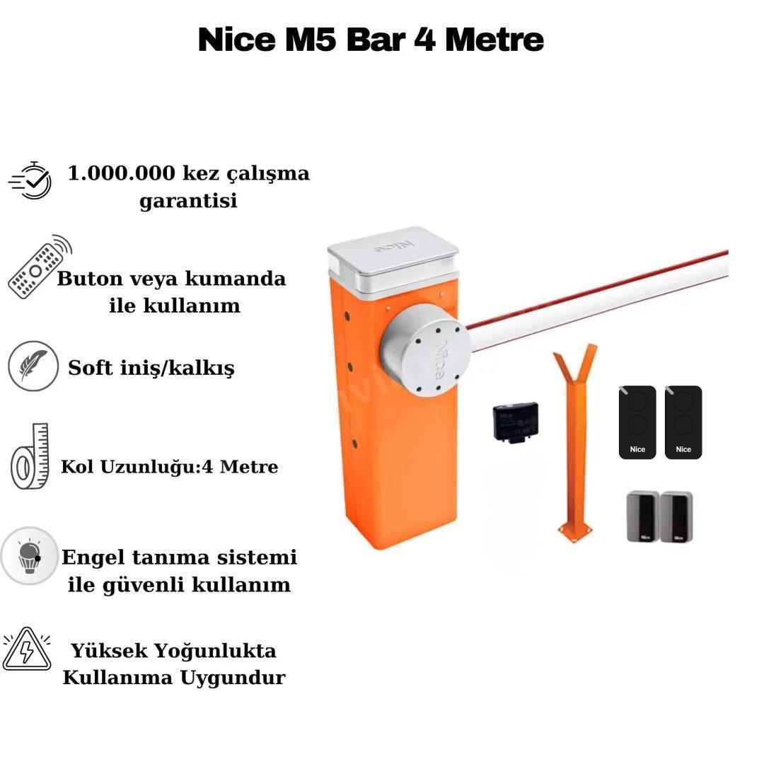 Nice M5 Bar 4 Metre Kollu Endüstriyel Otopark Bariyeri Seti