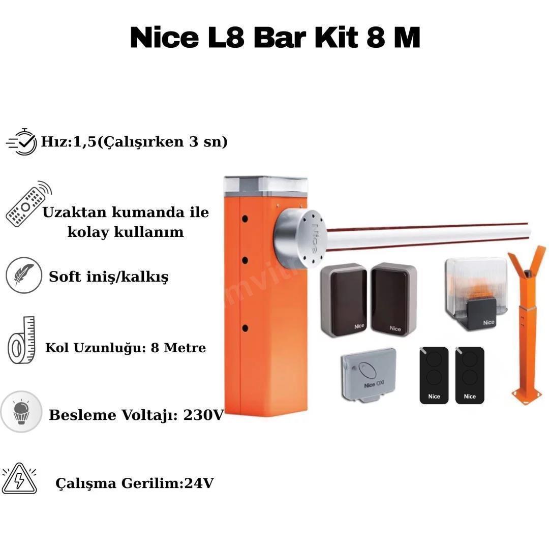 Nice L8 Bar Kit 8 Metre Kollu Endüstriyel Tır Garajı Bariyeri
