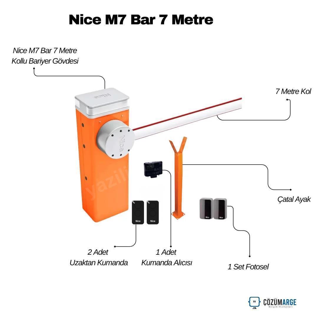 Nice M7 Bar 7 Metre Kollu Endüstriyel Otopark Bariyeri Seti